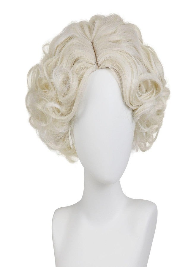 GNIMEGIL Light Blonde Curly Wigs for Women 1920s Vintage Hairstyle Wig with Side Bangs Halloween Costume for Woman Synthetic Hair - Image 3